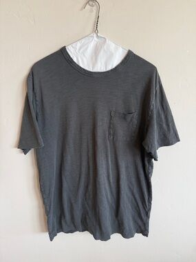 Charcoal Short Sleeve Pocket Tee - Casual Crew Neck
